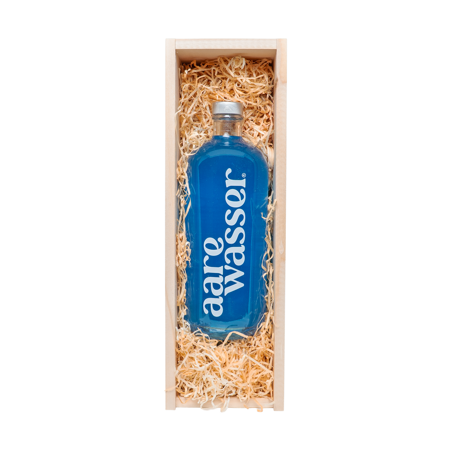 Holzkiste mit eingebranntem Logo